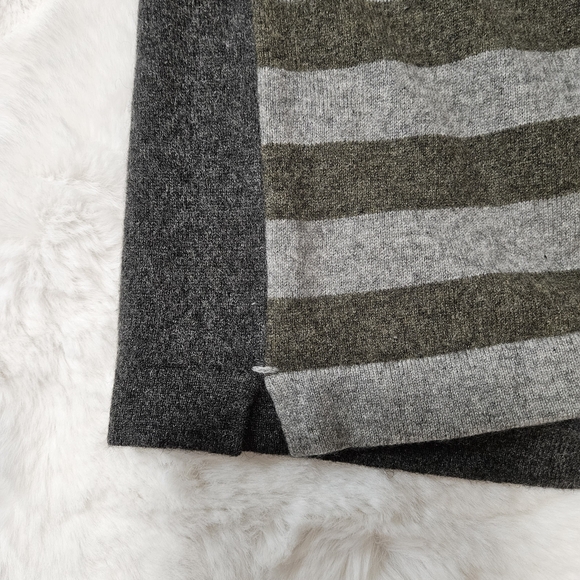 Striped V-Neck Sweater - Gray and Green - Picture 7 of 15